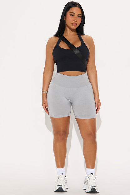 Mia Seamless Biker Short - Heather Grey