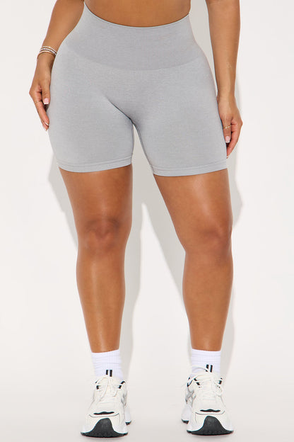 Mia Seamless Biker Short - Heather Grey