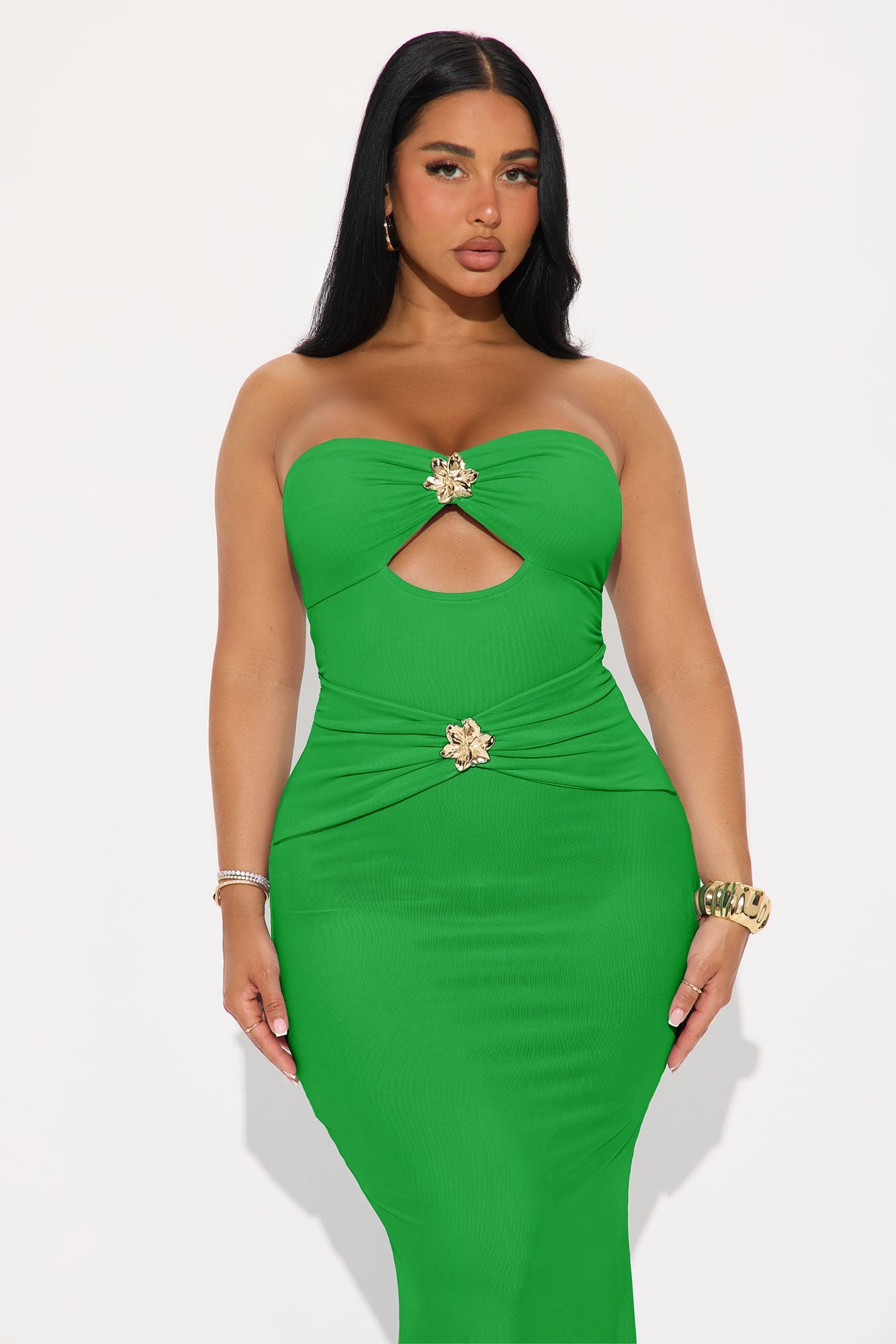 Sweet Talk Strapless Mesh Maxi Dress - Kelly Green