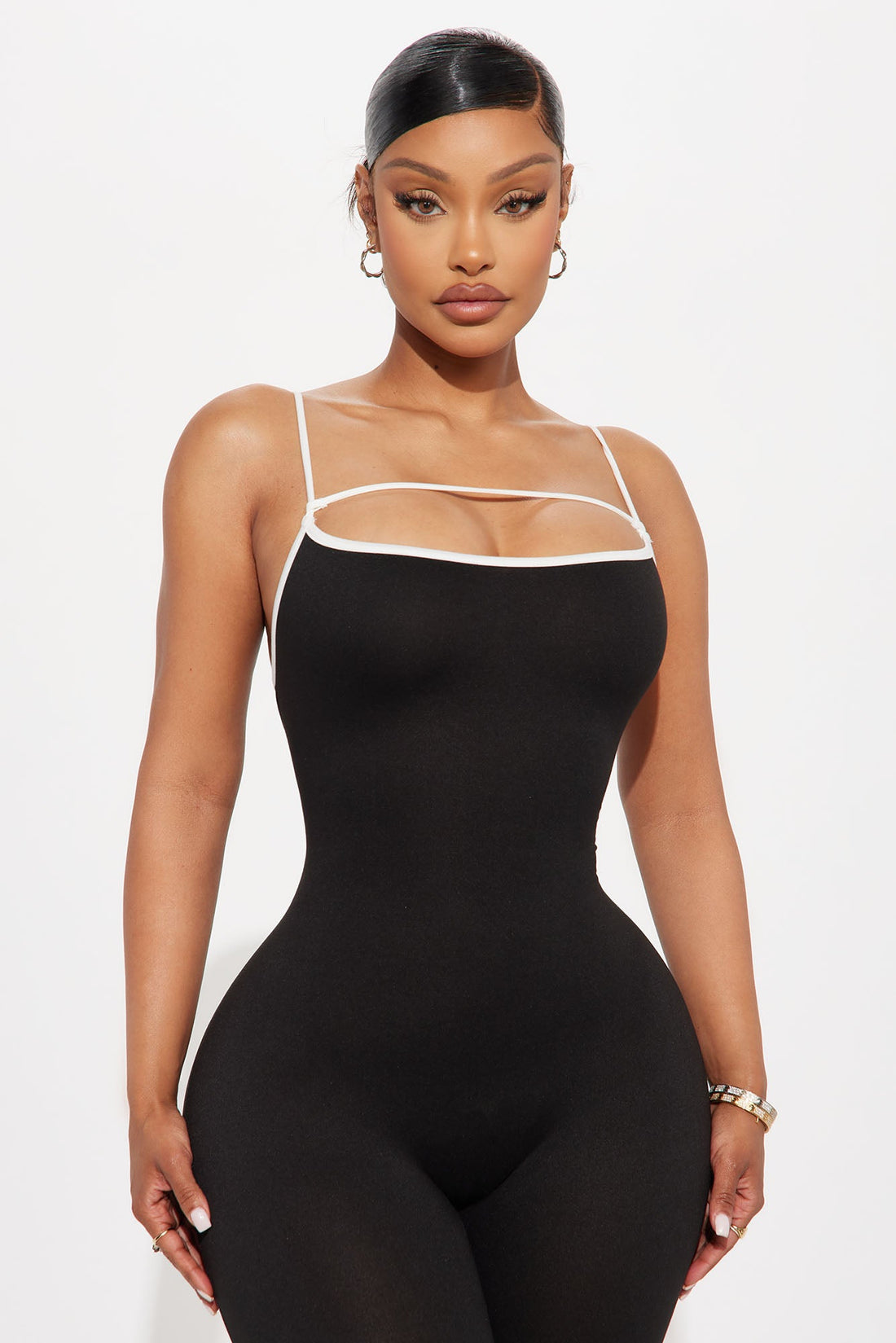 Irene Backless Capri Jumpsuit - Black/White