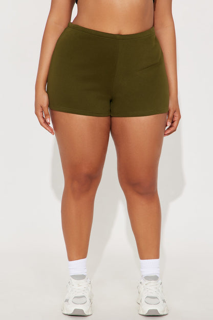 French Terry Drawstring Sweat Shorts - Olive