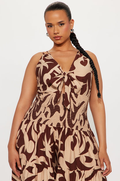 Kamiyah Vacation Printed Jumpsuit - Chocolate/Combo