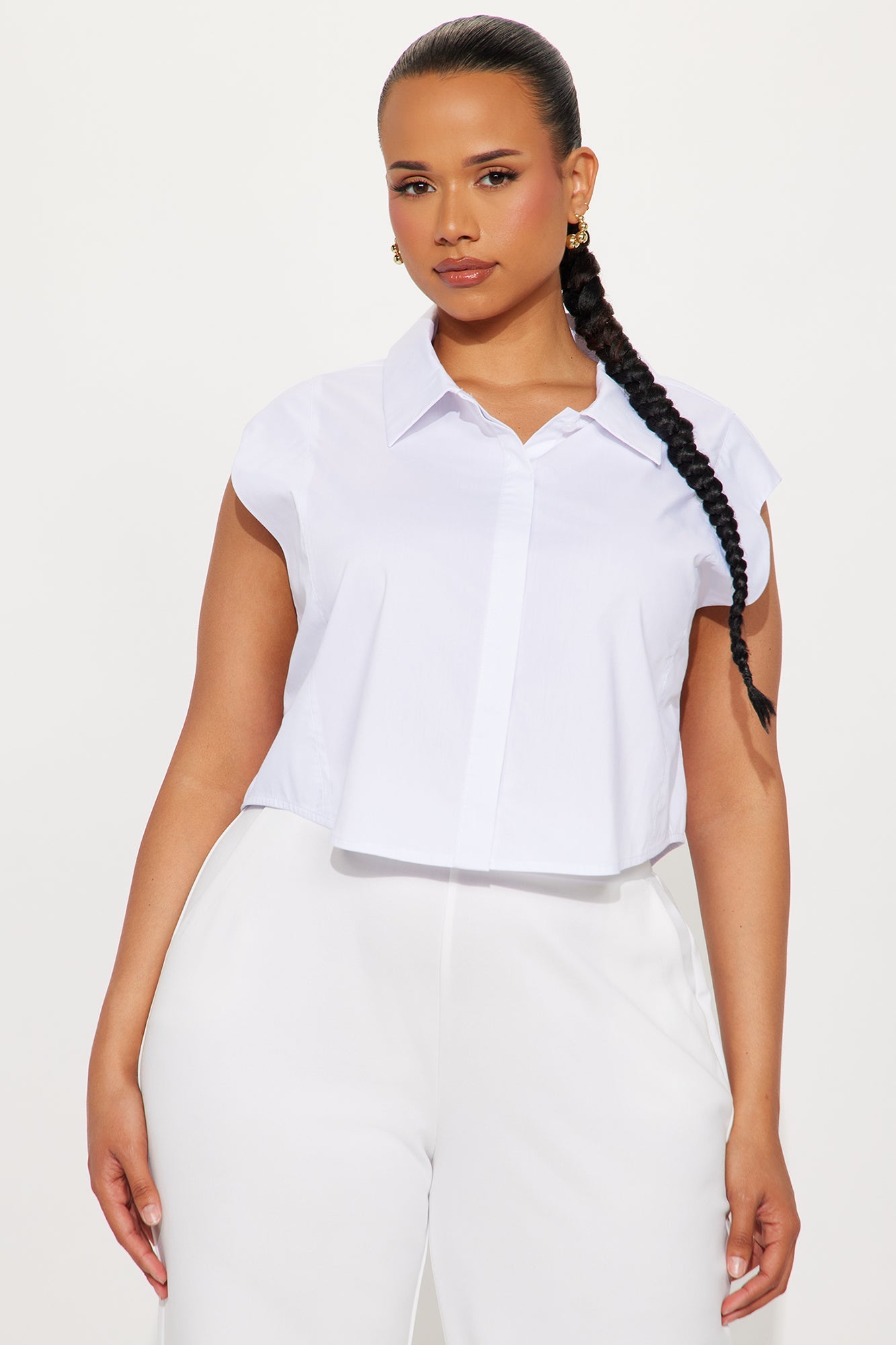 Dream Of Me Lace Up Poplin Top - White