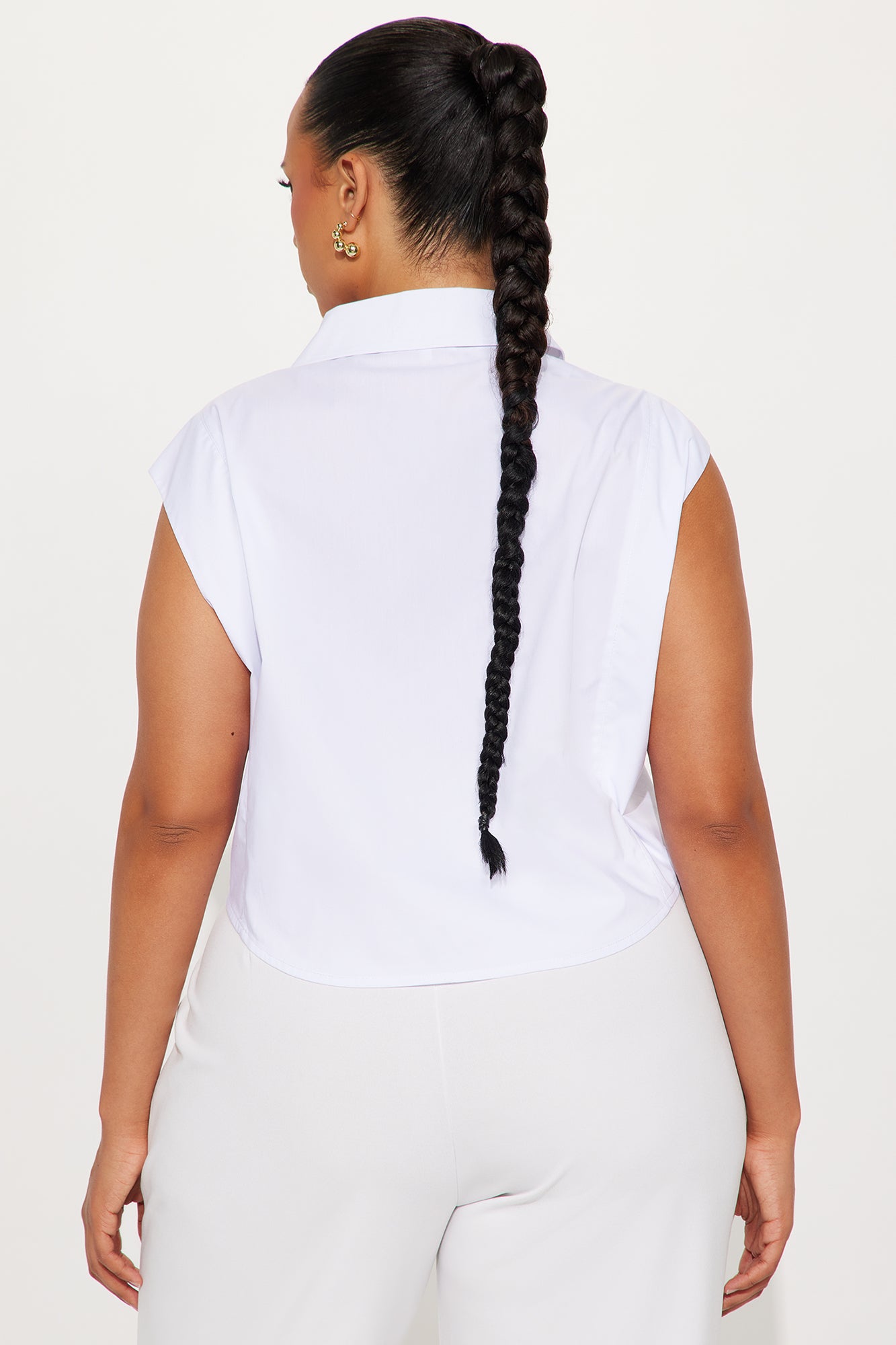 Dream Of Me Lace Up Poplin Top - White