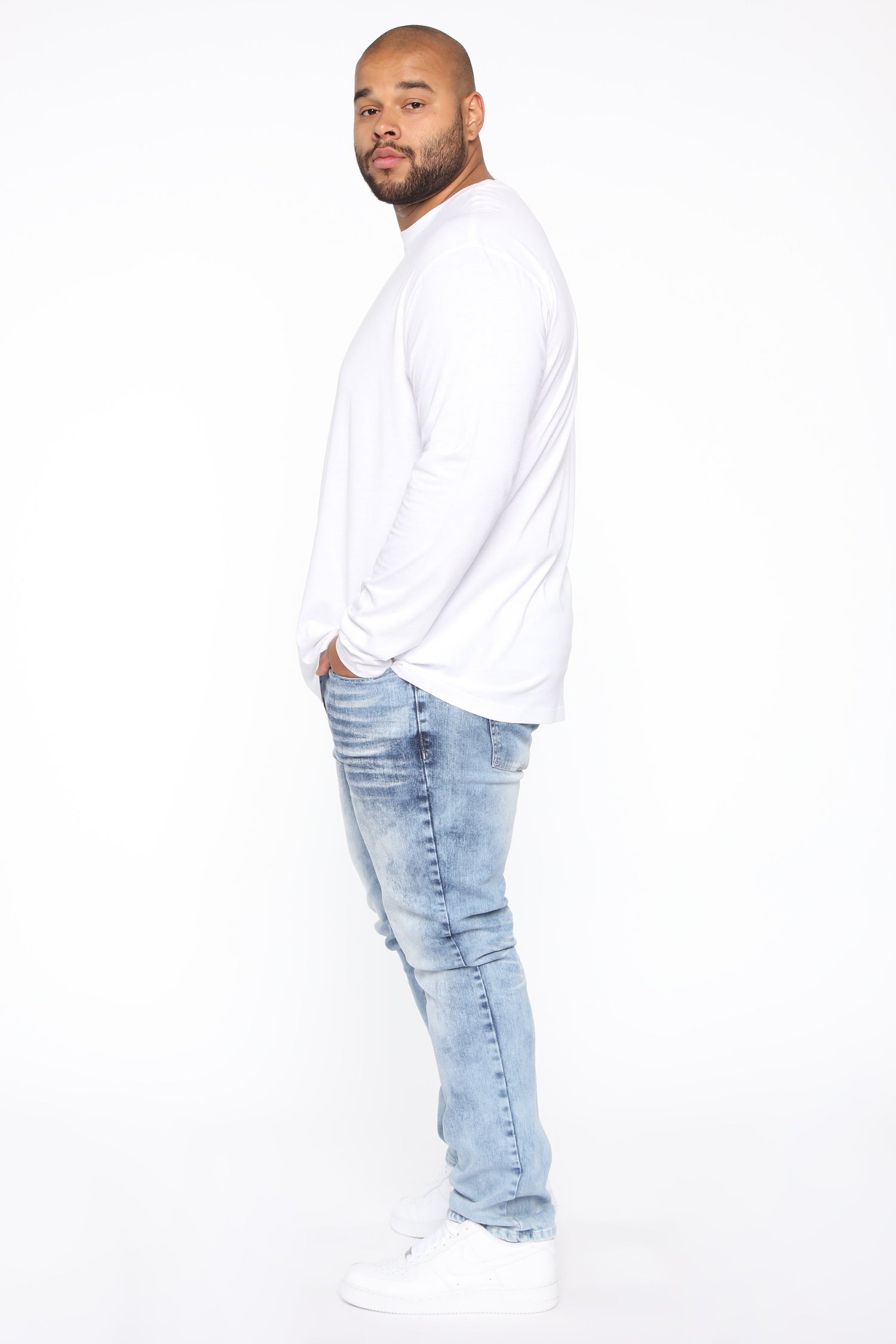 Essential Long Sleeve Crew Tee - White