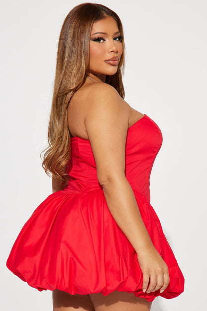 A Night in Paris Bubble Mini Dress - Red