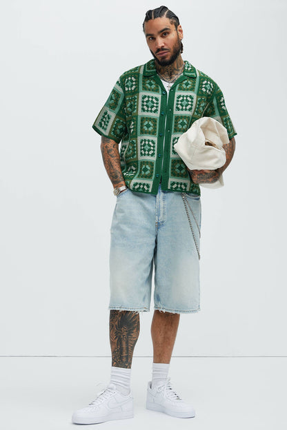 Nolan Textured Shirt - Green/combo
