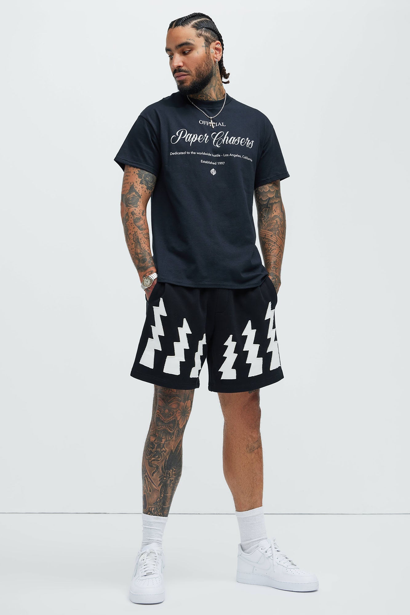 Tyson Lightning Relaxed Shorts - Black