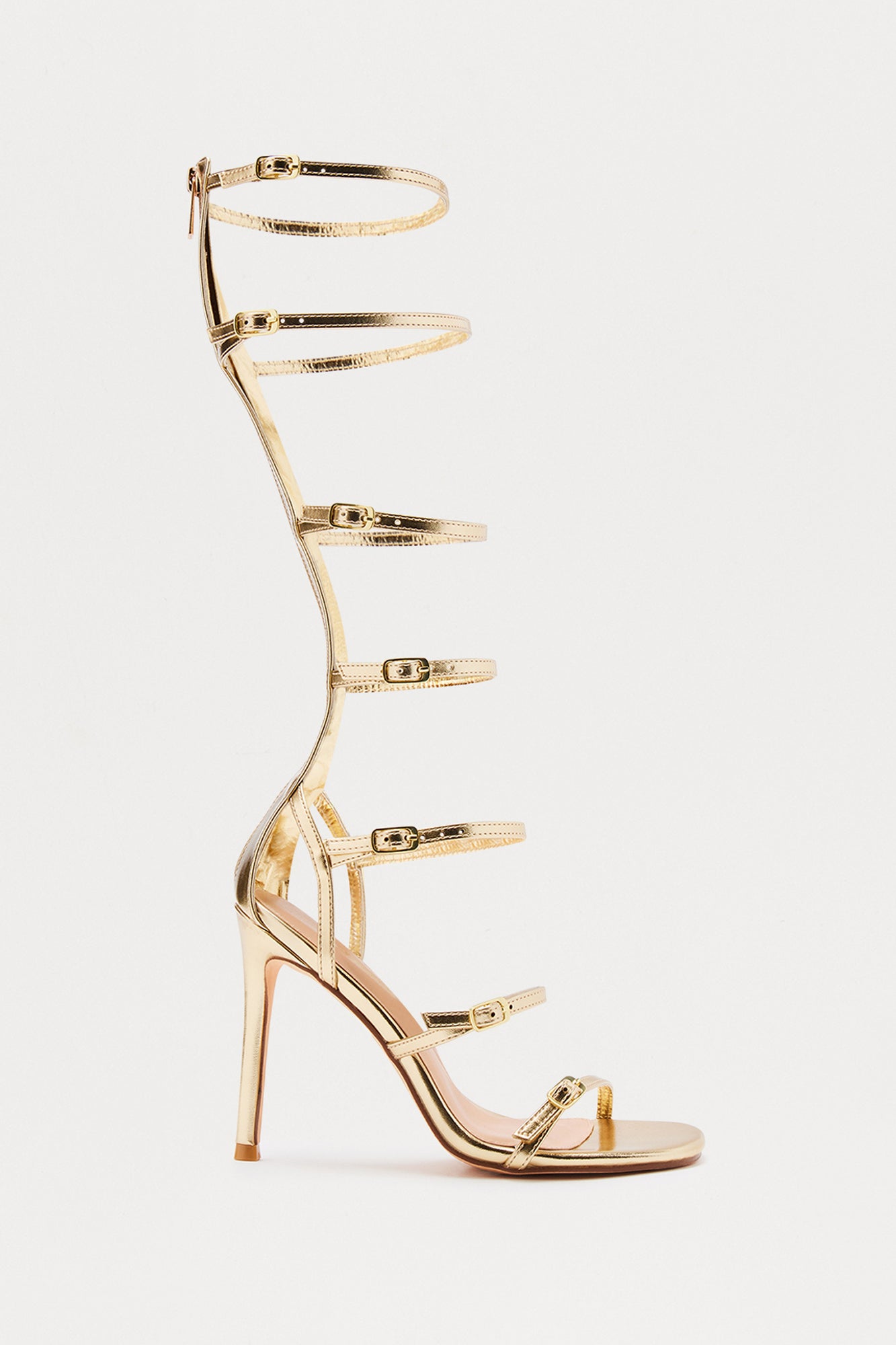 Mojito Buckle Knee High Heels - Gold