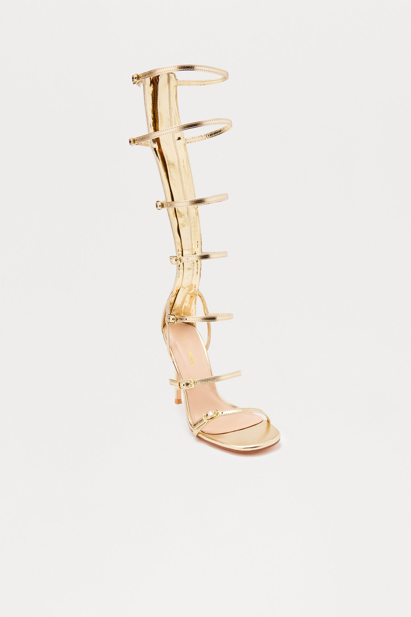Mojito Buckle Knee High Heels - Gold