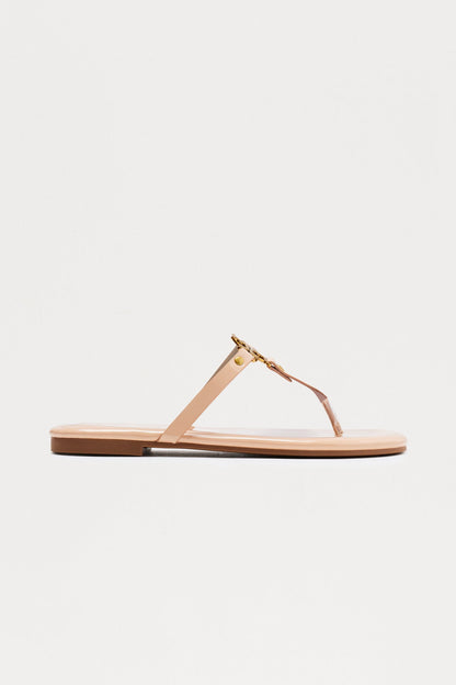 Noriella Hardware Faux Patent Flip Flops - Nude
