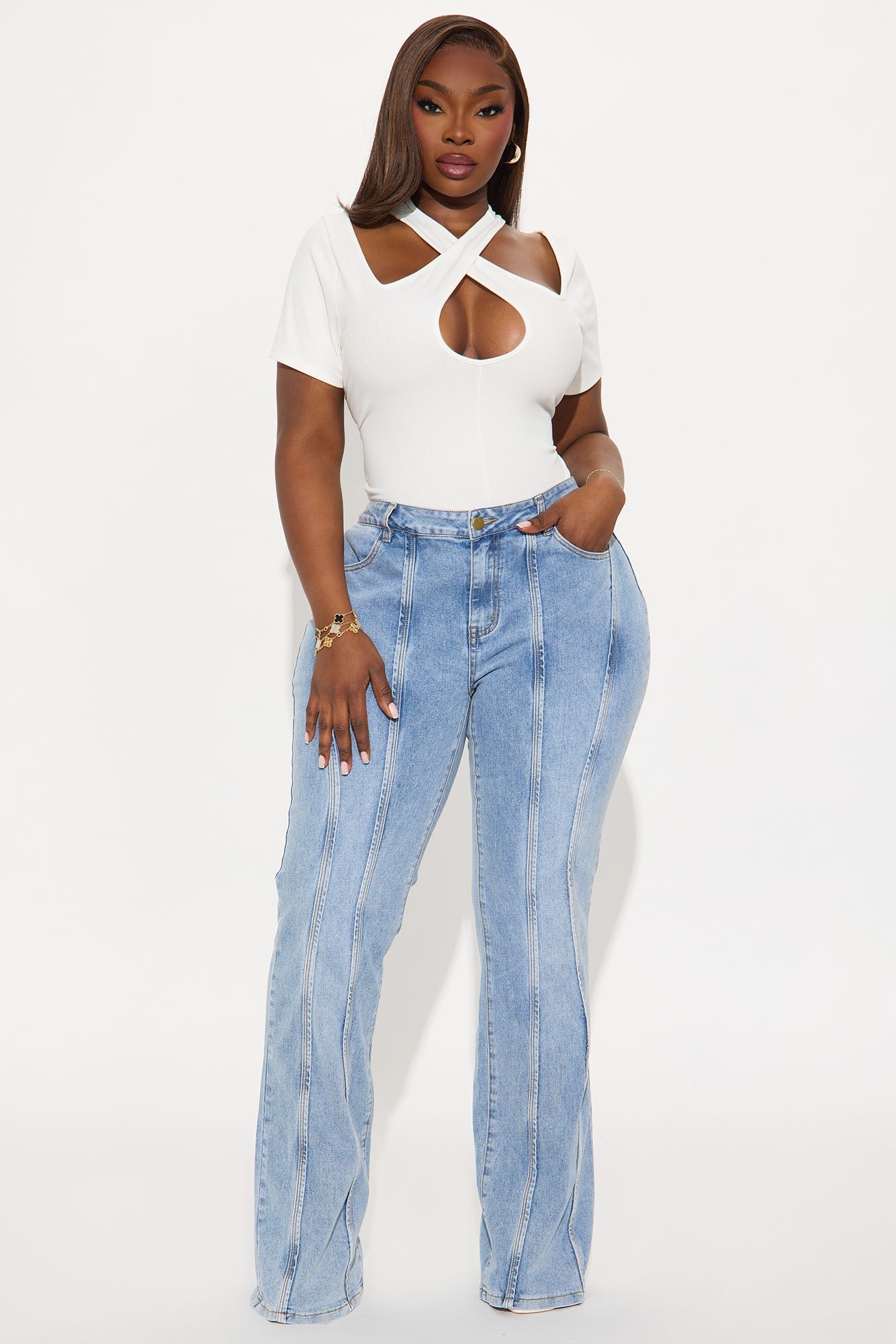 Brooke Low Rise Stretch Flare Jeans - Light Wash