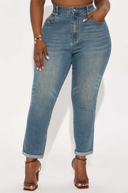 Clara Super Stretch Sculpting Mom Jeans - Vintage Wash