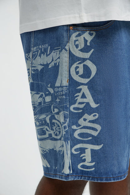 Coast Drift Relaxed Denim Shorts - Medium Blue Wash