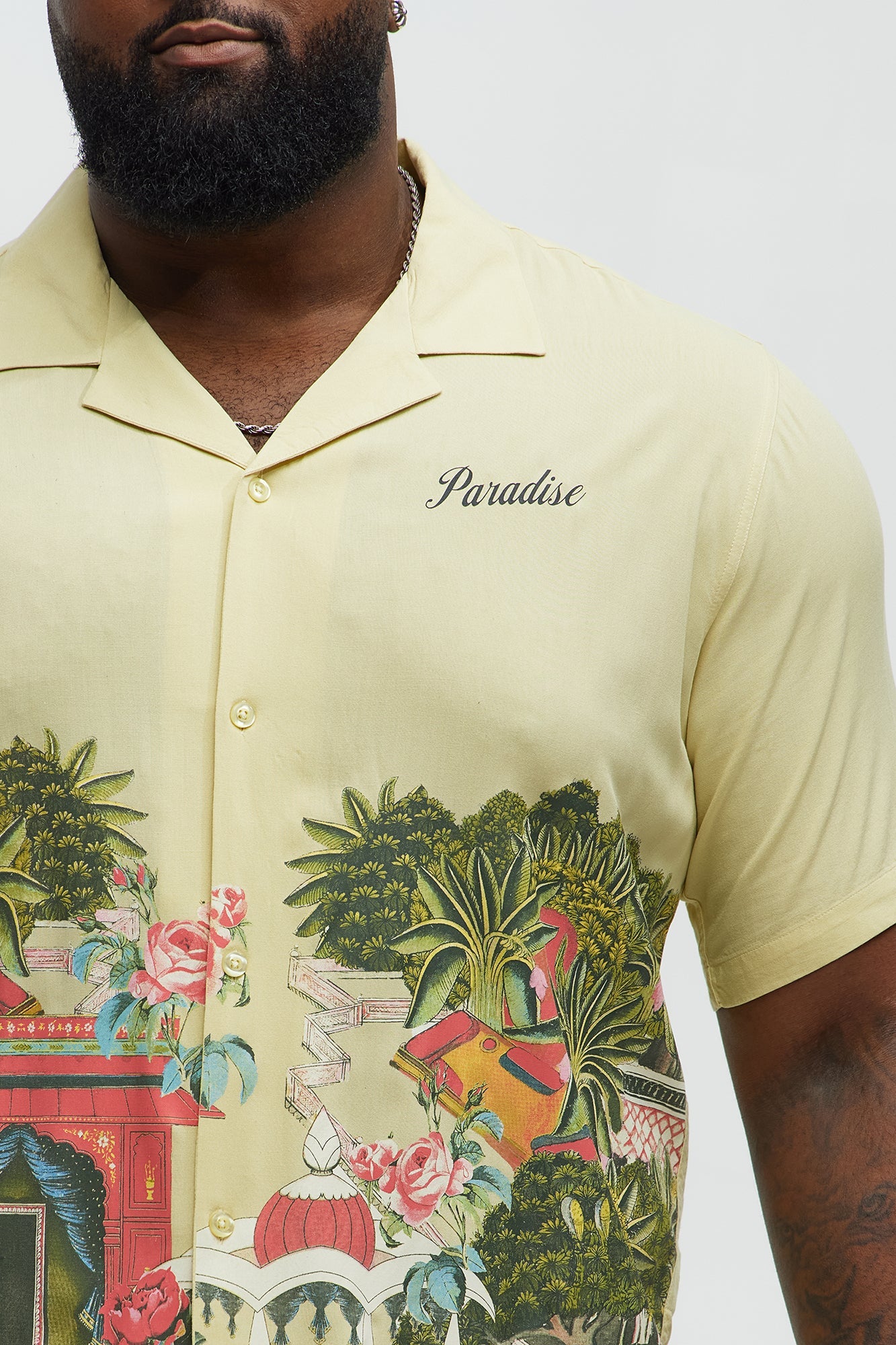Paradise Set Short Sleeve Button Up Shirt - Lime