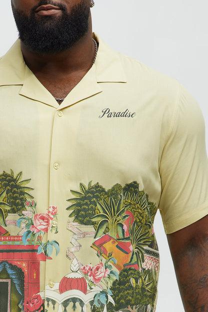 Paradise Set Short Sleeve Button Up Shirt - Lime