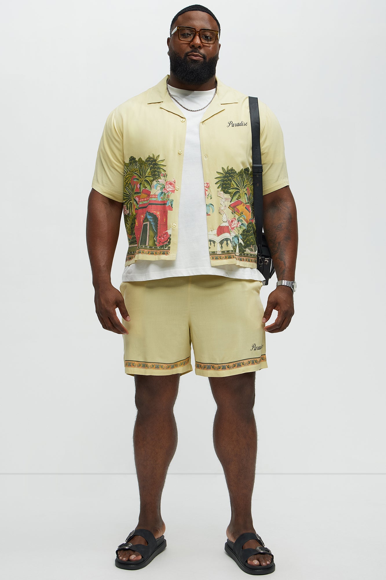 Paradise Set Short Sleeve Button Up Shirt - Lime