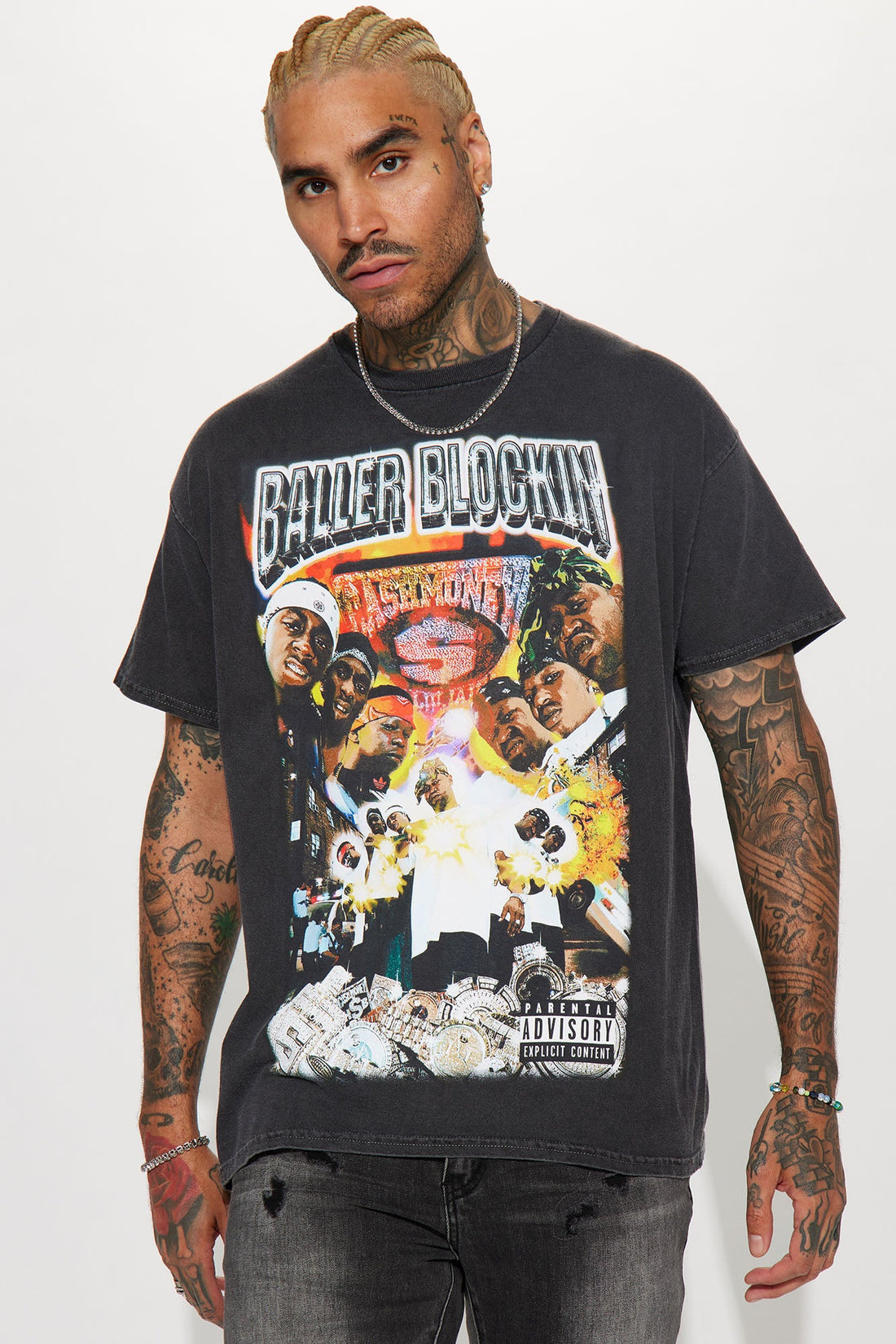 Baller Blockin Cash Money Oversized Short Sleeve Tee - Black