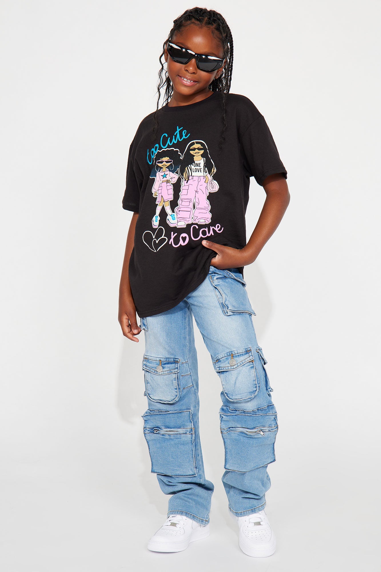 Mini Too Cute To Care Short Sleeve Tee - Black
