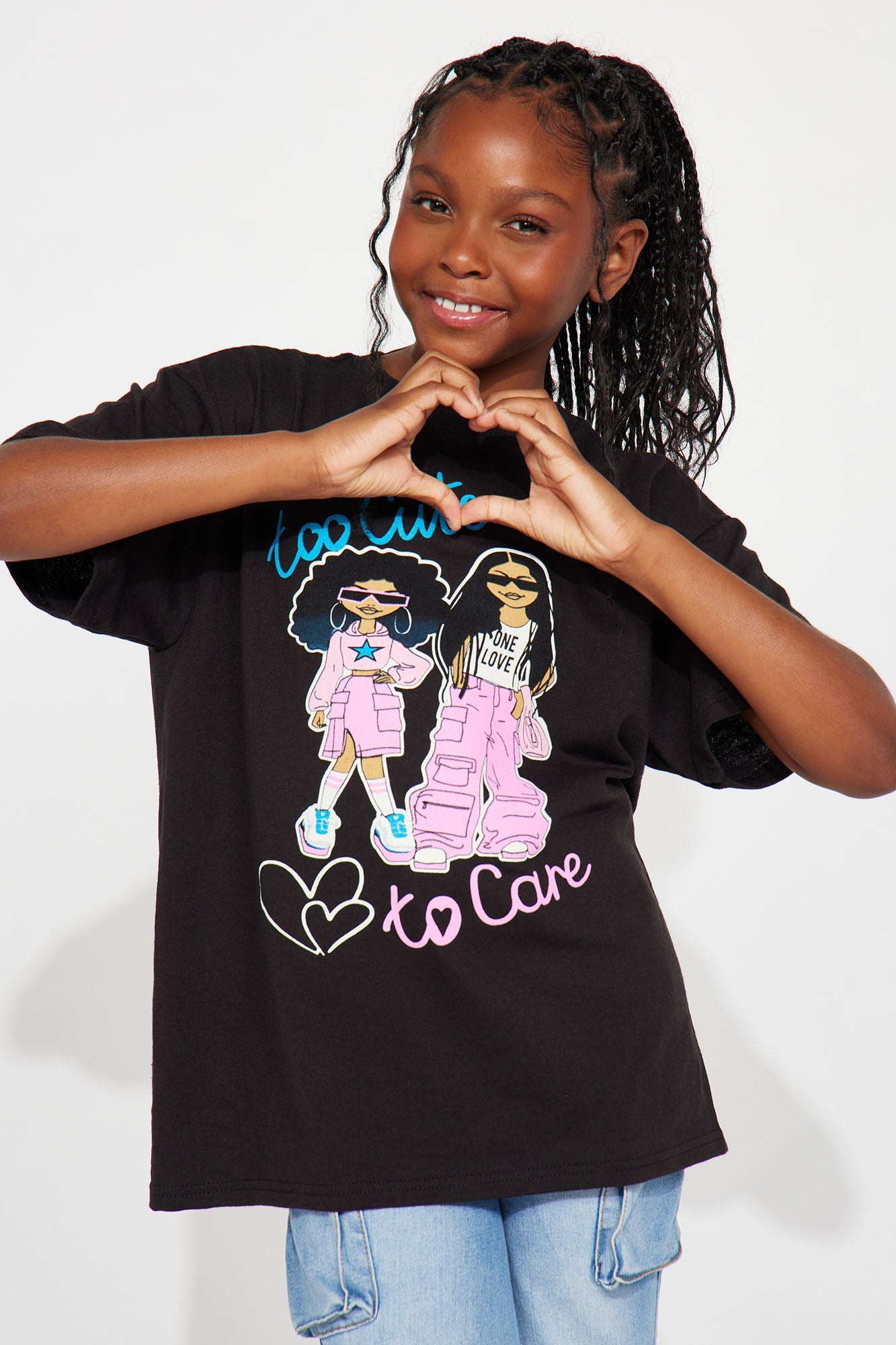 Mini Too Cute To Care Short Sleeve Tee - Black