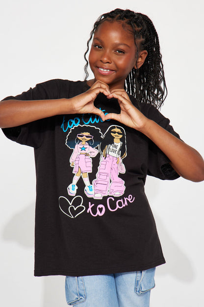 Mini Too Cute To Care Short Sleeve Tee - Black