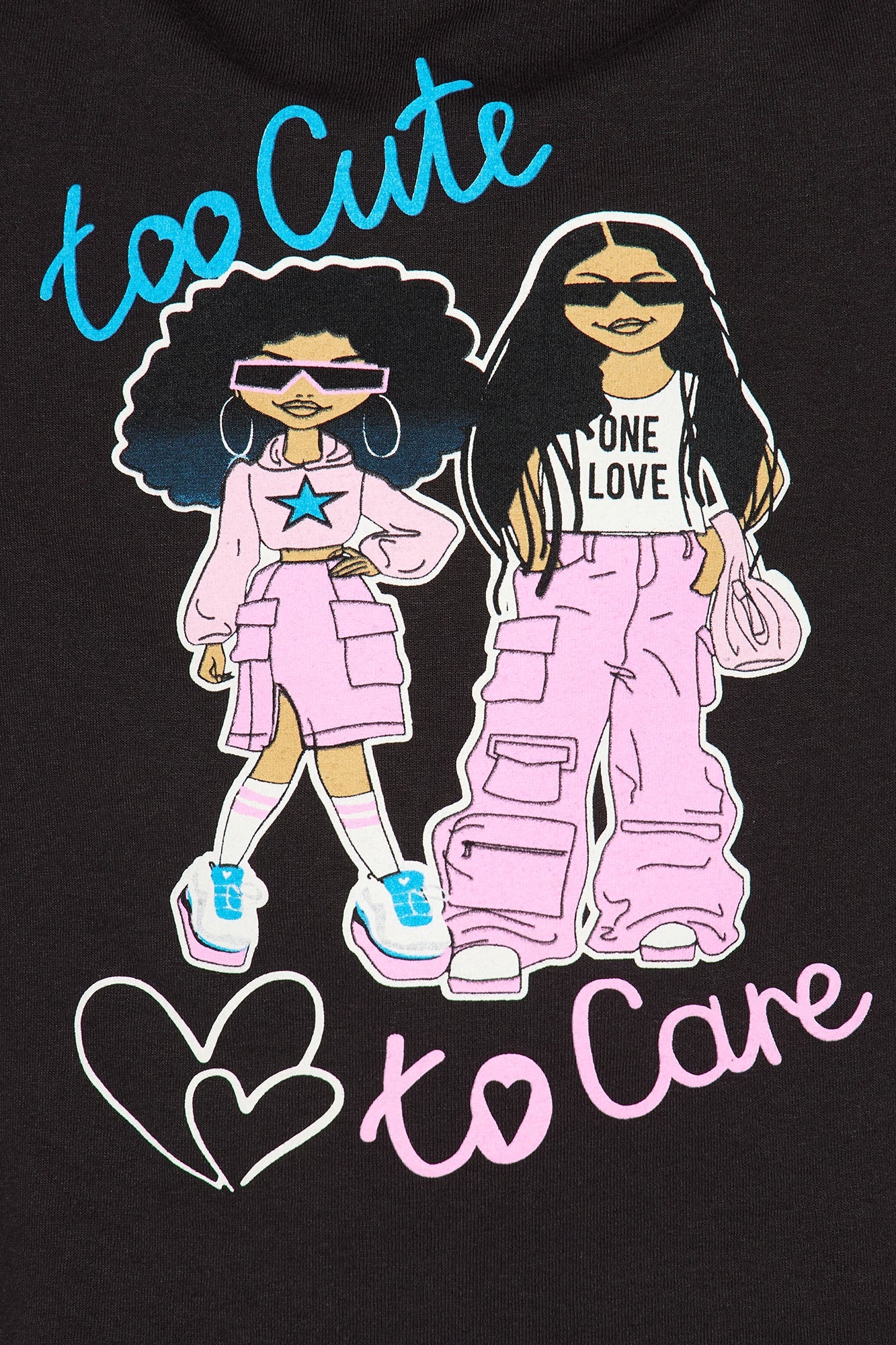 Mini Too Cute To Care Short Sleeve Tee - Black