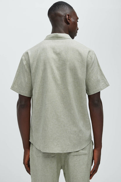 Bahamas Linen Classic Button Up Shirt - Green