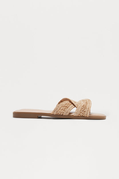 Pebblestone Raffia Sandals - Nude