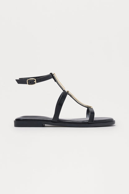 Sandy Serenity Hardware Sandals - Black