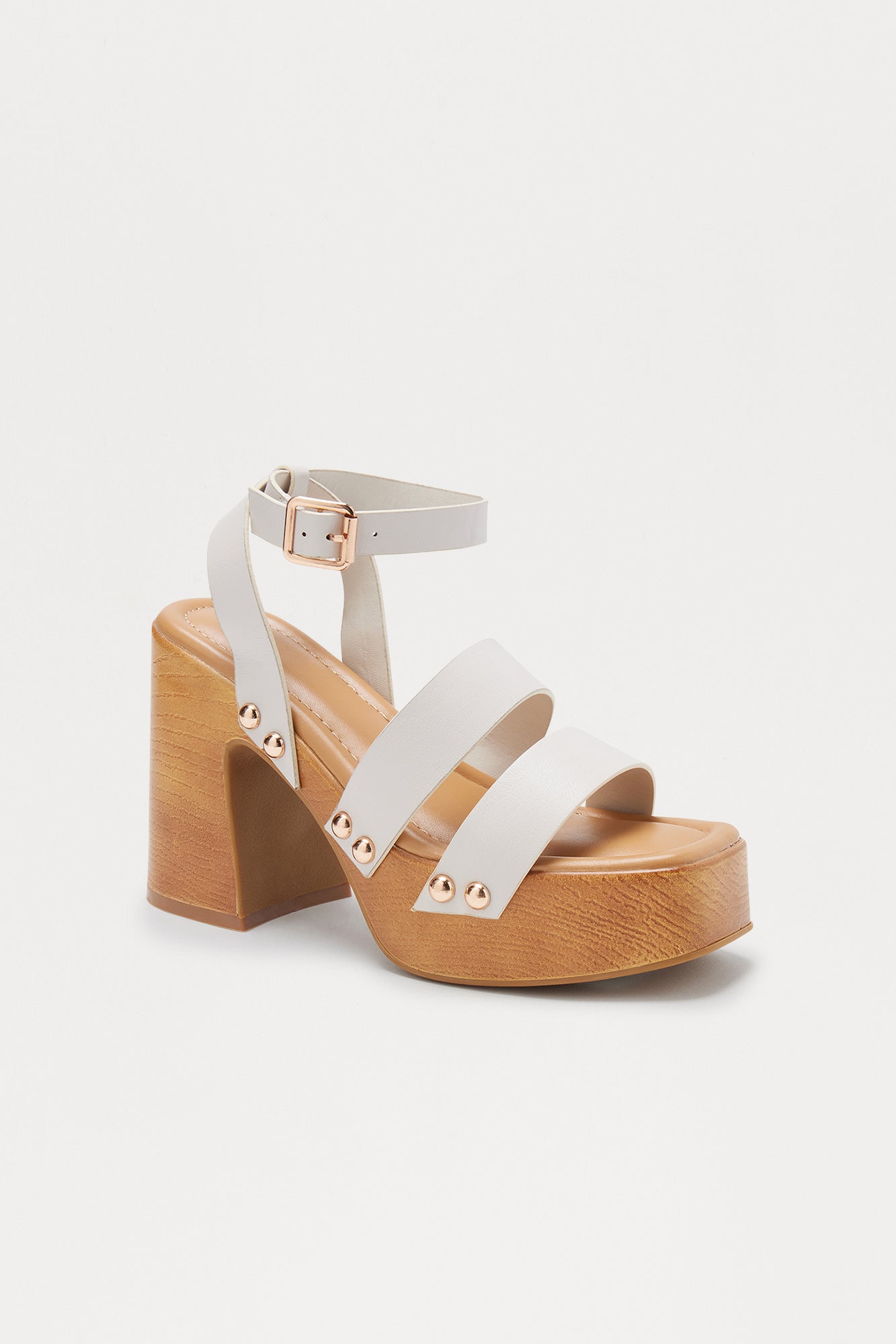 Groovy Wood Platform Heels - Ivory