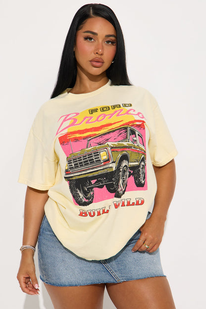 Bronco Wild Washed Oversized Tee - Yellow
