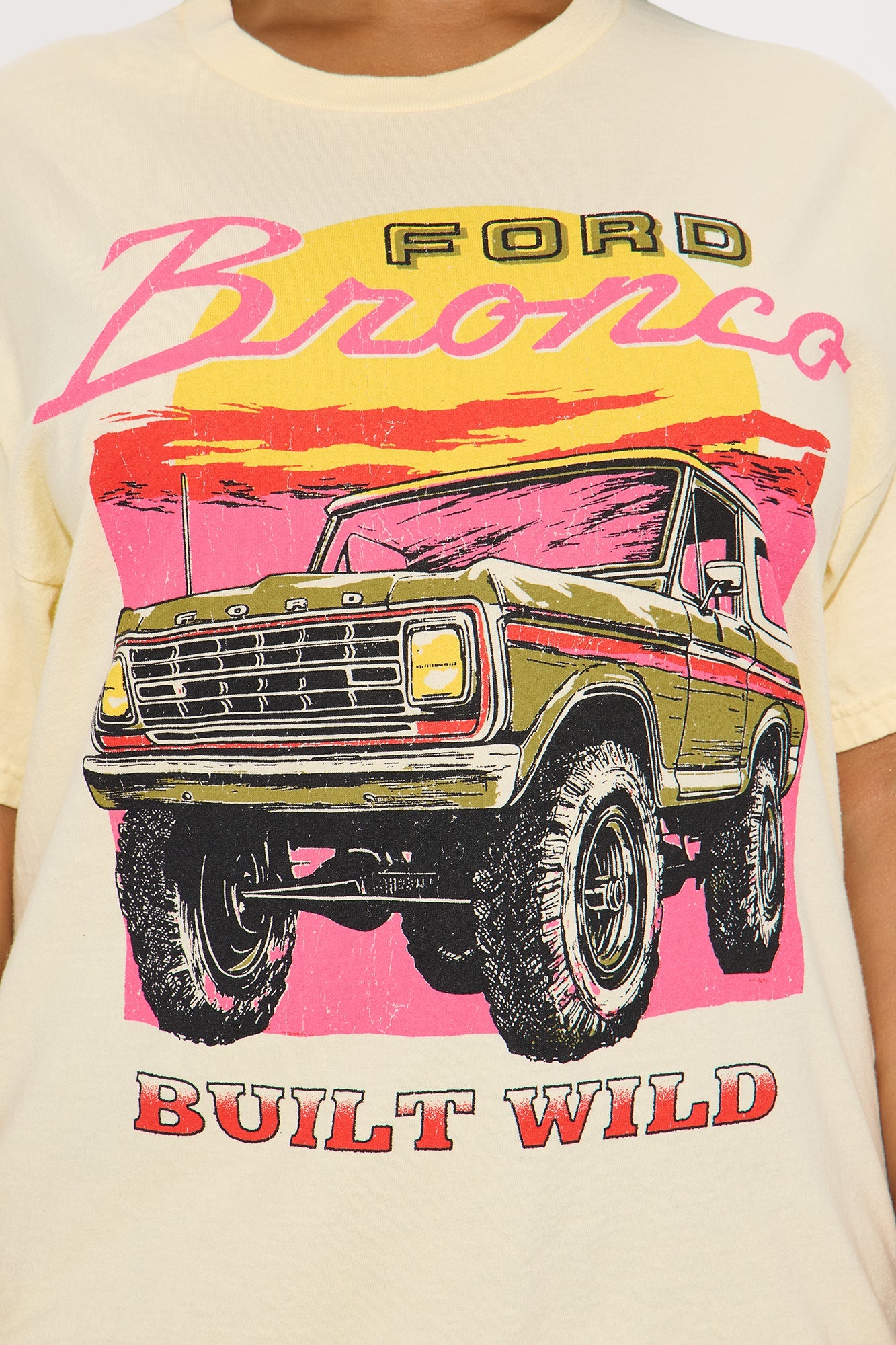 Bronco Wild Washed Oversized Tee - Yellow