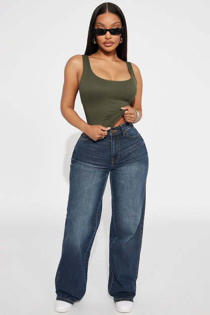 Blissful Blues Curvy Wide Leg Jeans - Dark Wash