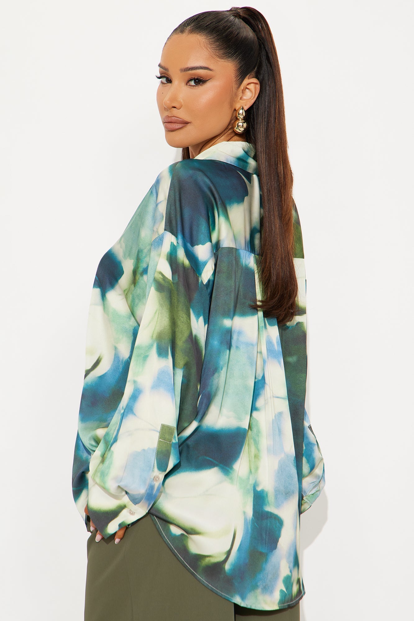 Artsy Moments Satin Shirt - Blue/combo