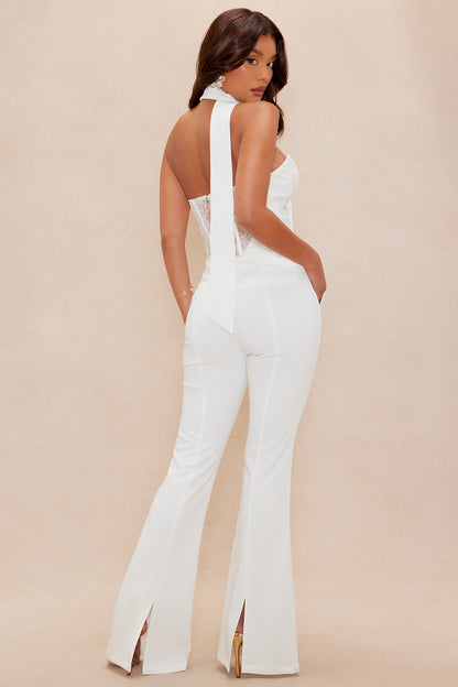 Gia Embellished Flare Pant Set - White