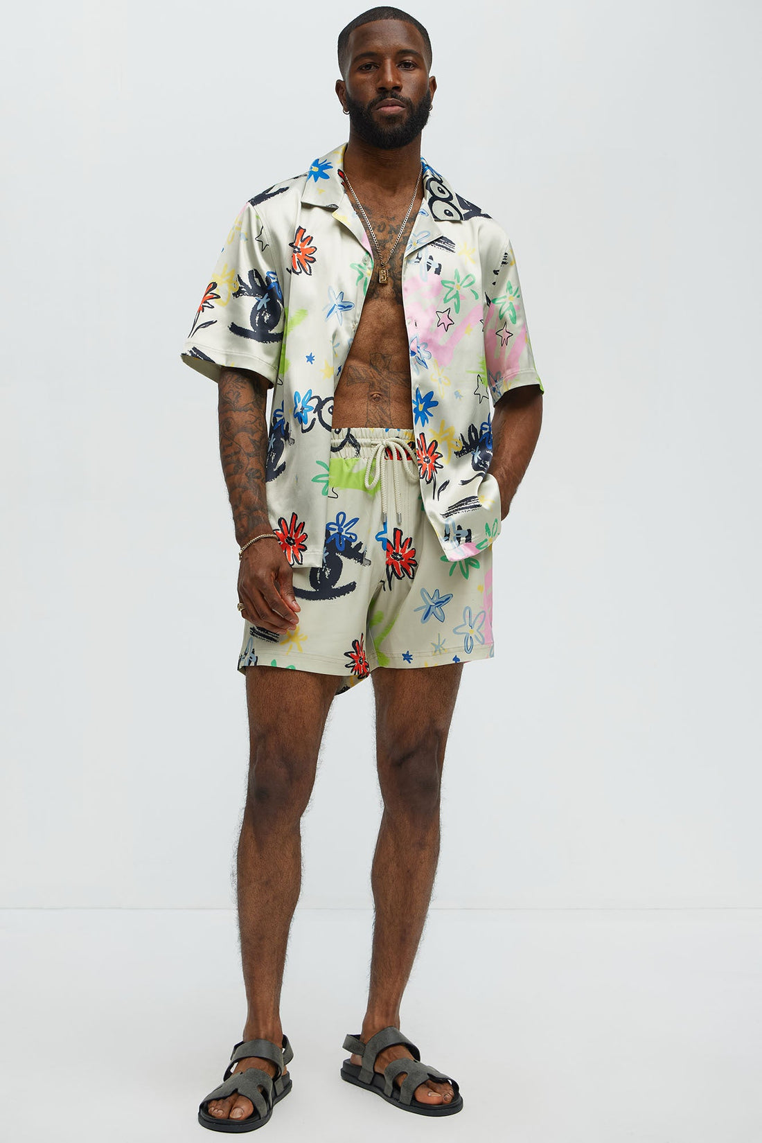 Graffiti Bloom Swim Trunk 6″ - Multi Color