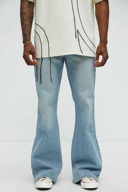Stacked Slim Flare Grab Your Attention Jeans - Light Blue Wash