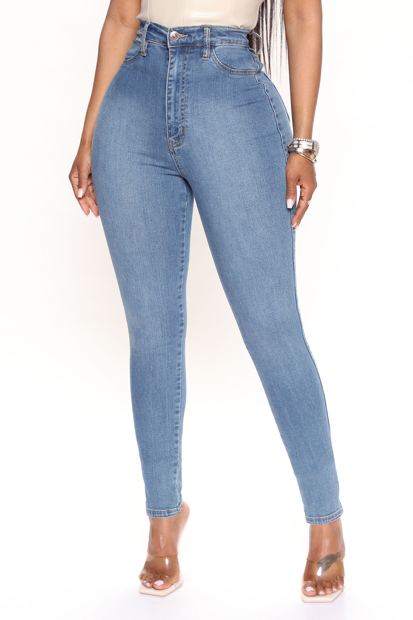 Dare Devil High Rise Skinny Jeans - Medium Blue Wash
