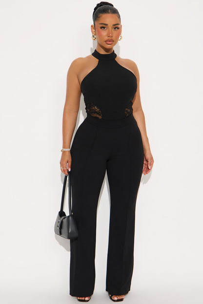 Moonlit Charm Mock Neck Bodysuit - Black