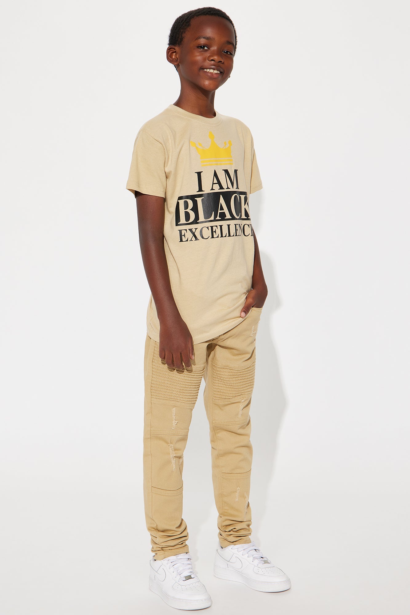 Mini I Am Black Excellence Short Sleeve Tee - Sand