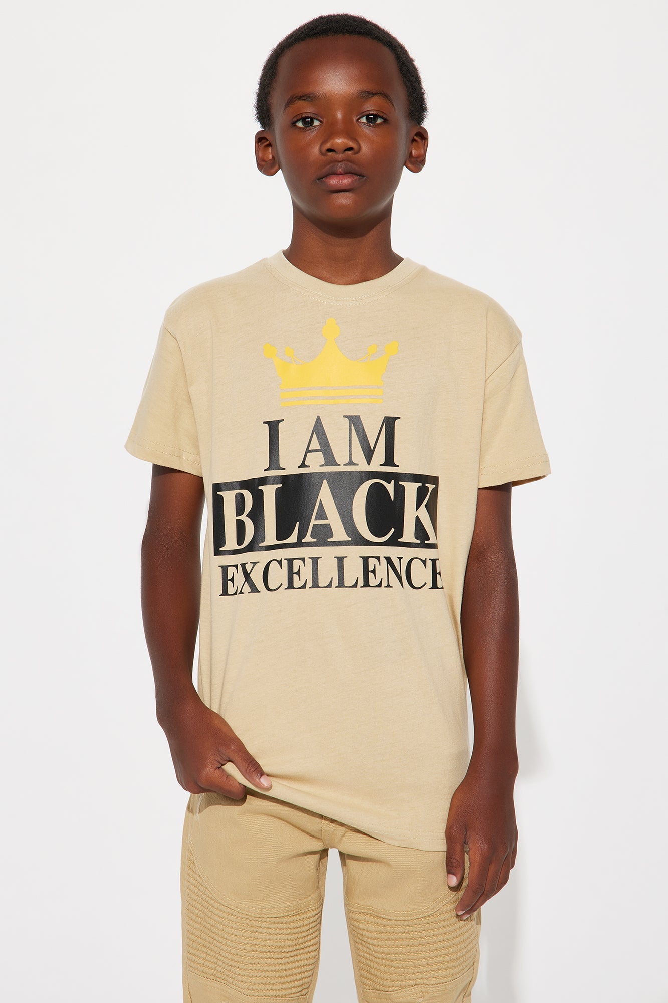 Mini I Am Black Excellence Short Sleeve Tee - Sand