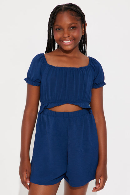 Mini Dancing In My Head Romper - Navy