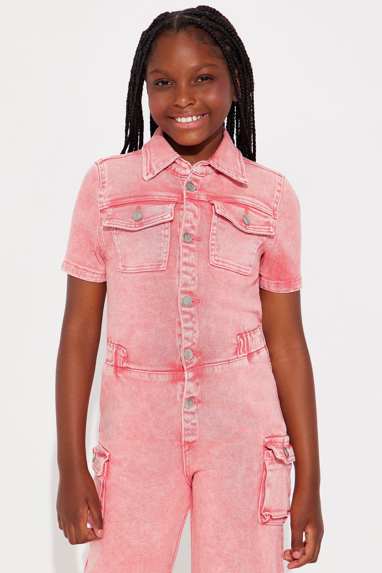 Mini Lily Cargo Jumpsuit - Pink