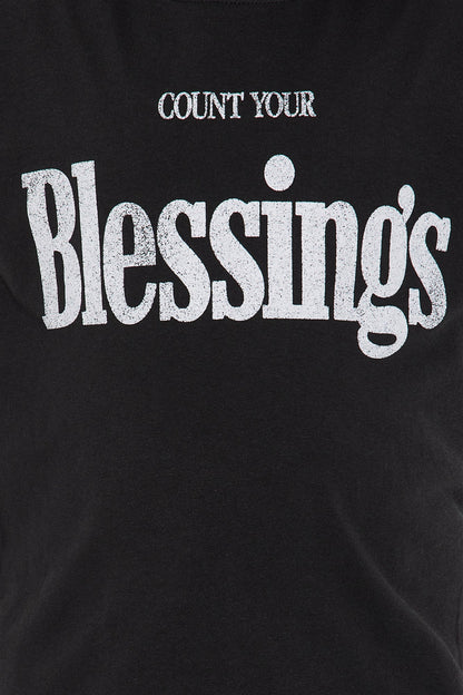 Mini Count Your Blessings Washed Tee - Black Wash