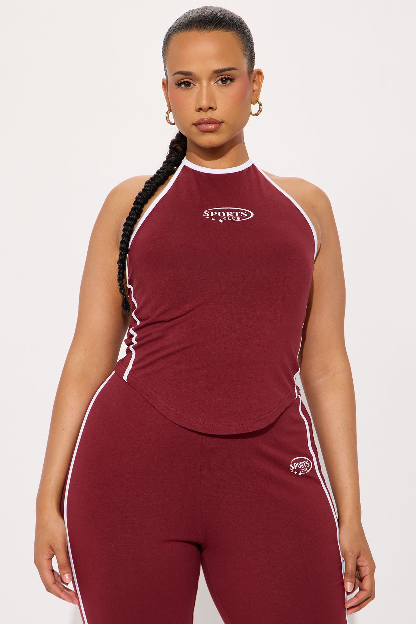 Sports Club Halter Pant Set - Burgundy