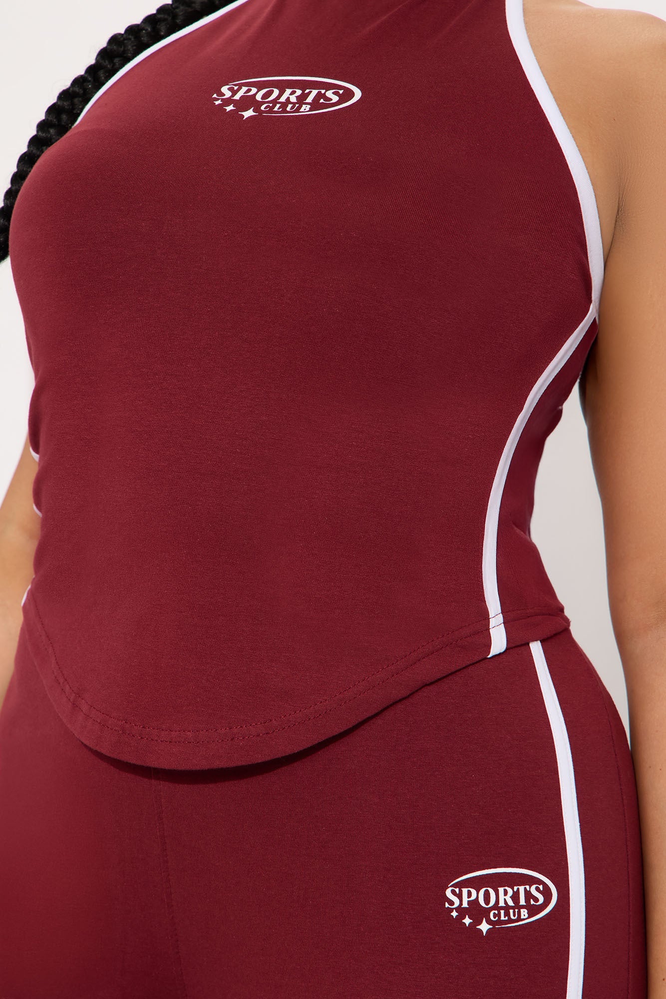 Sports Club Halter Pant Set - Burgundy