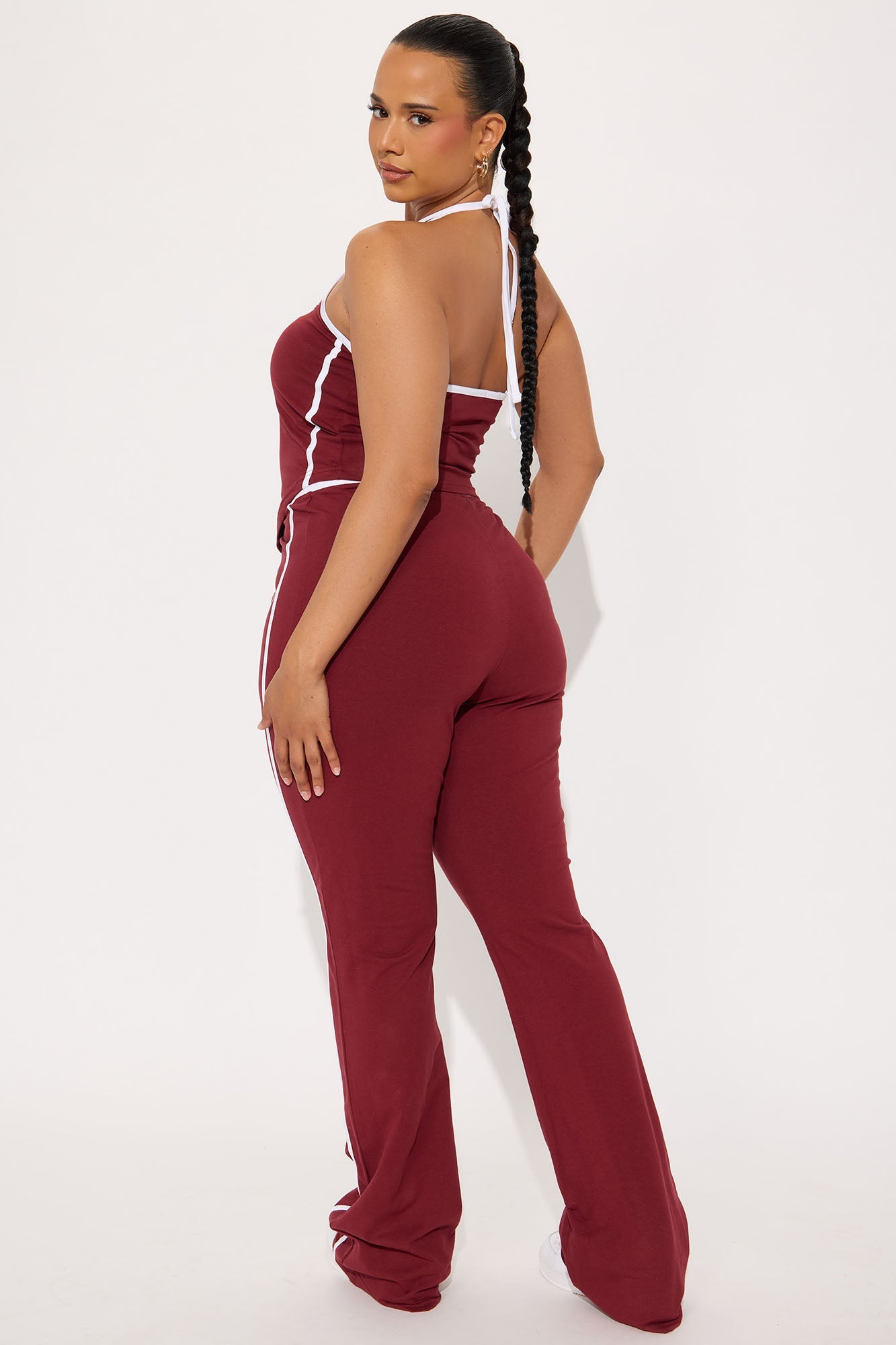 Sports Club Halter Pant Set - Burgundy