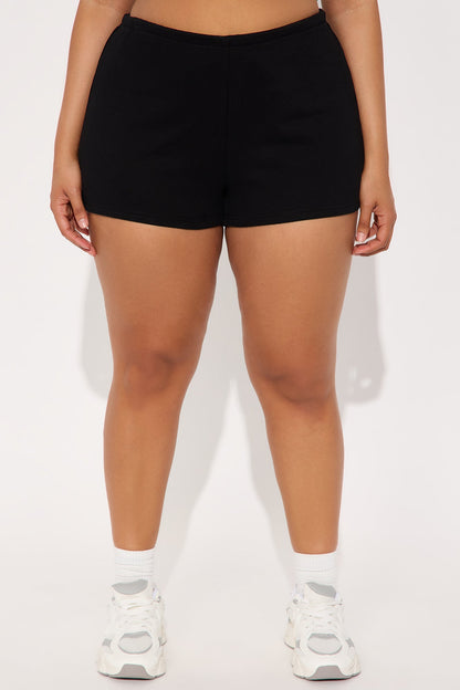 French Terry Drawstring Sweat Shorts - Black