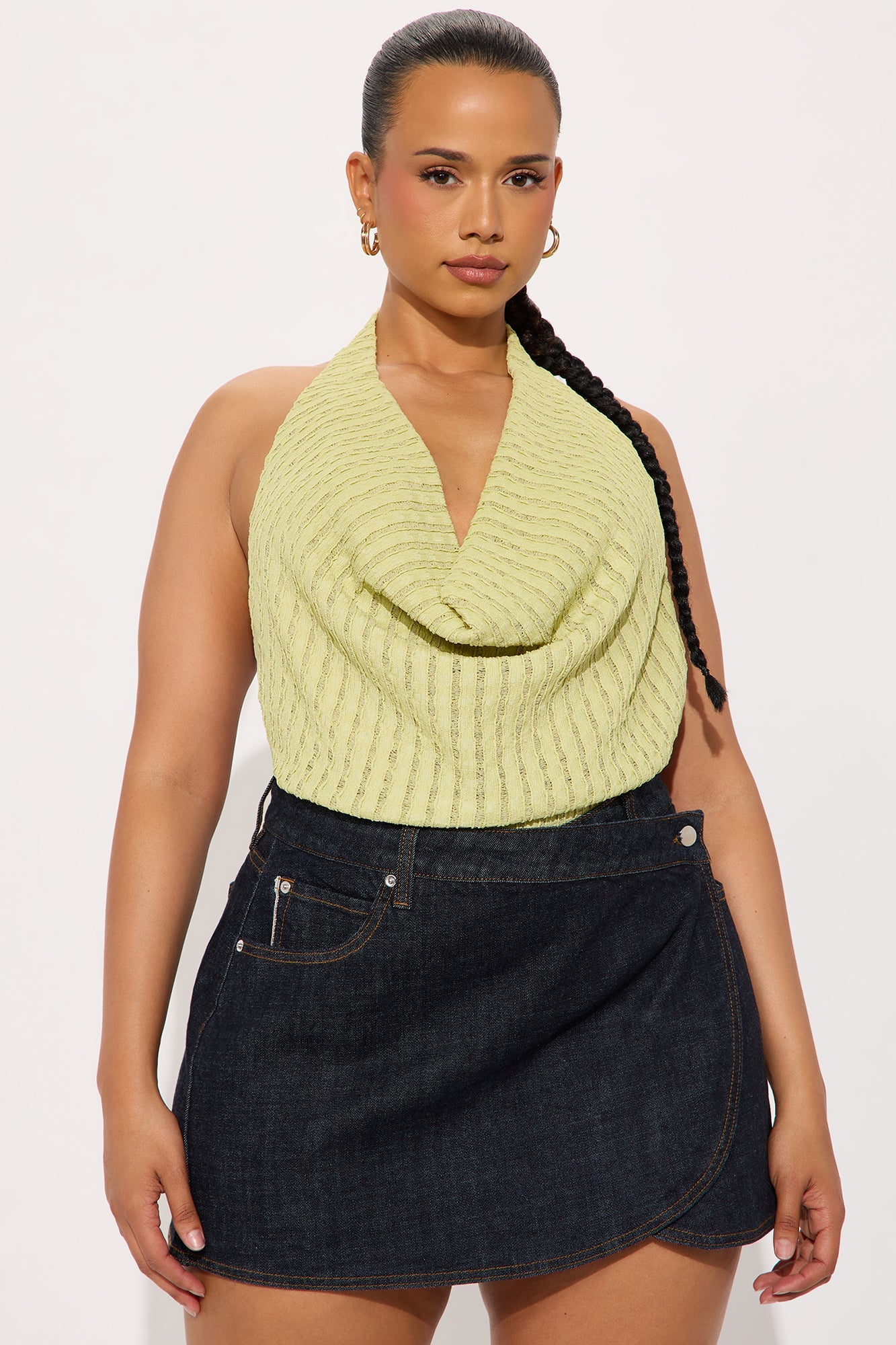 Daisy Cowl Neck Halter Bodysuit - Sage