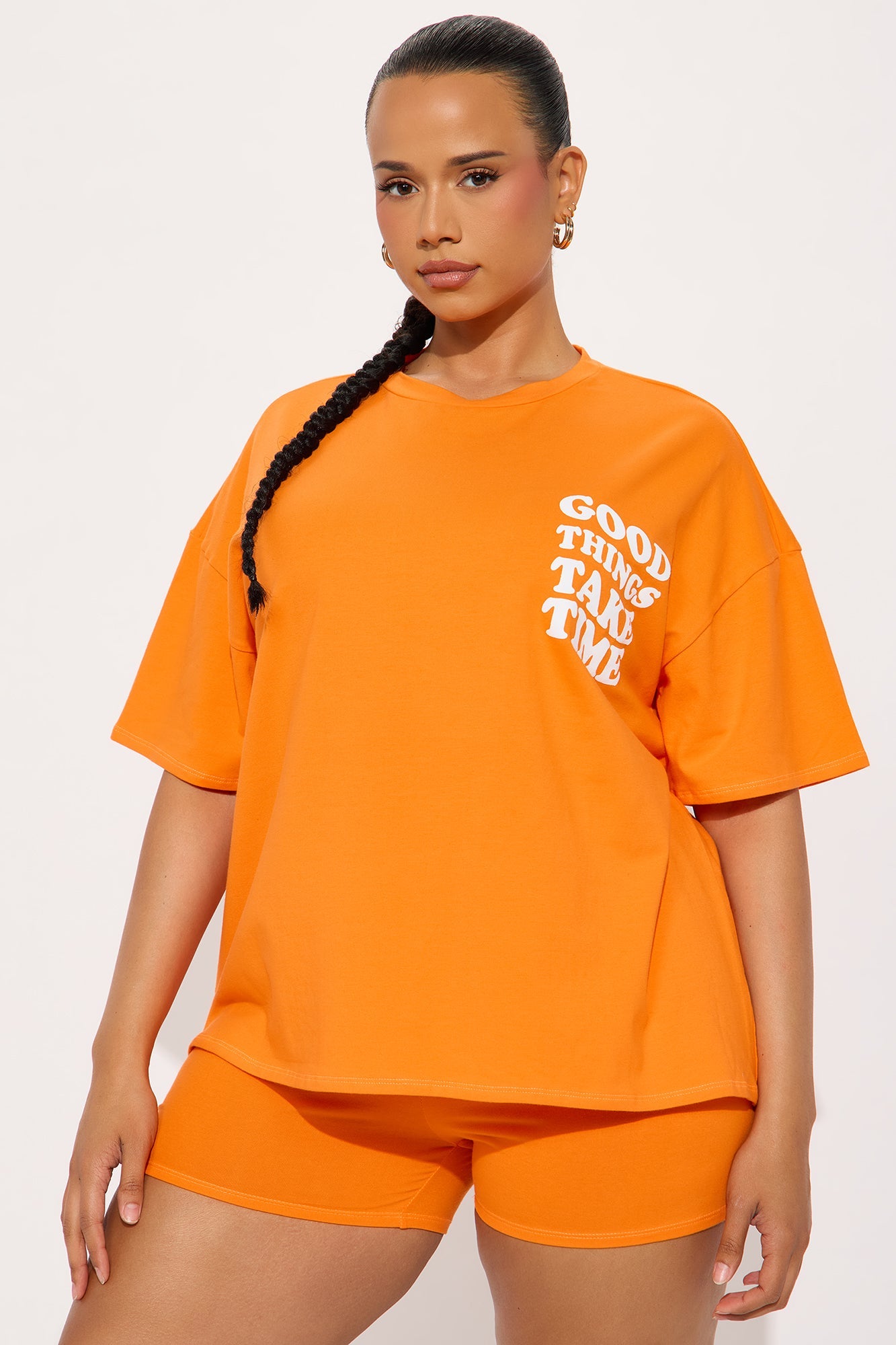 Good Things Take Time Biker Short Set - Orange